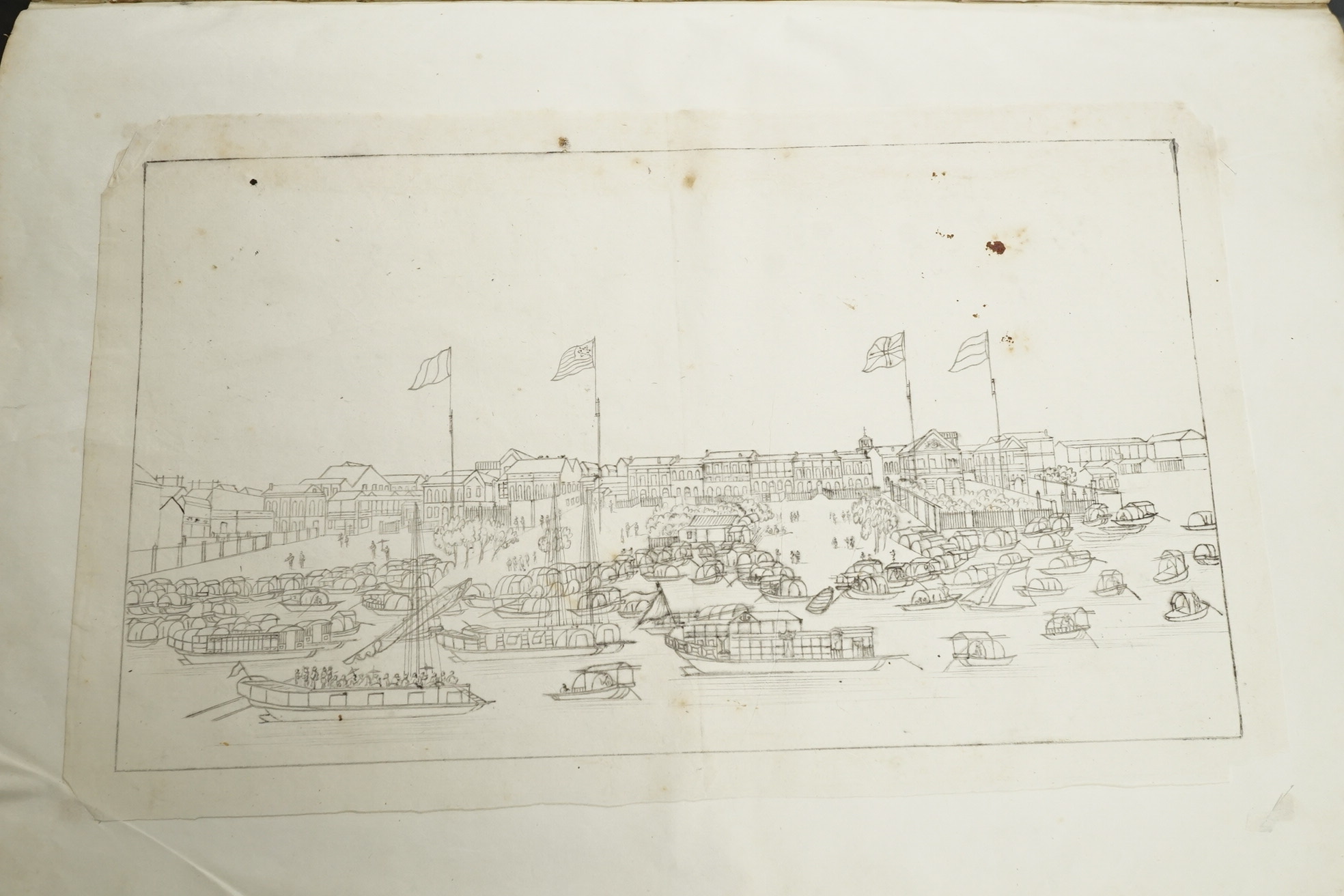 Chinese Guangzhou School , (mid 19th century), Album of 22 watercolours on pith paper and a pencil drawing on rice paper